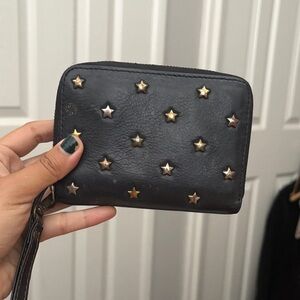 Fossil Black Wallet with Gold and Silver Star Accents